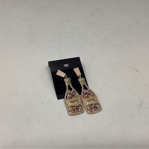 Elegant Gold and Pink Champagne Bottle Earrings